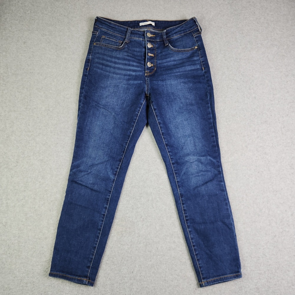 Nine West Skinny Ankle Jeans Womens 6 Blue Denim Medium Wash Stretch Button Fly